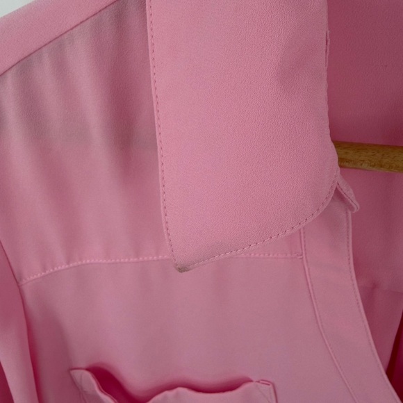 Express women’s the portofino bubble gum pink button up long sleeve shirt size L - Picture 4 of 5